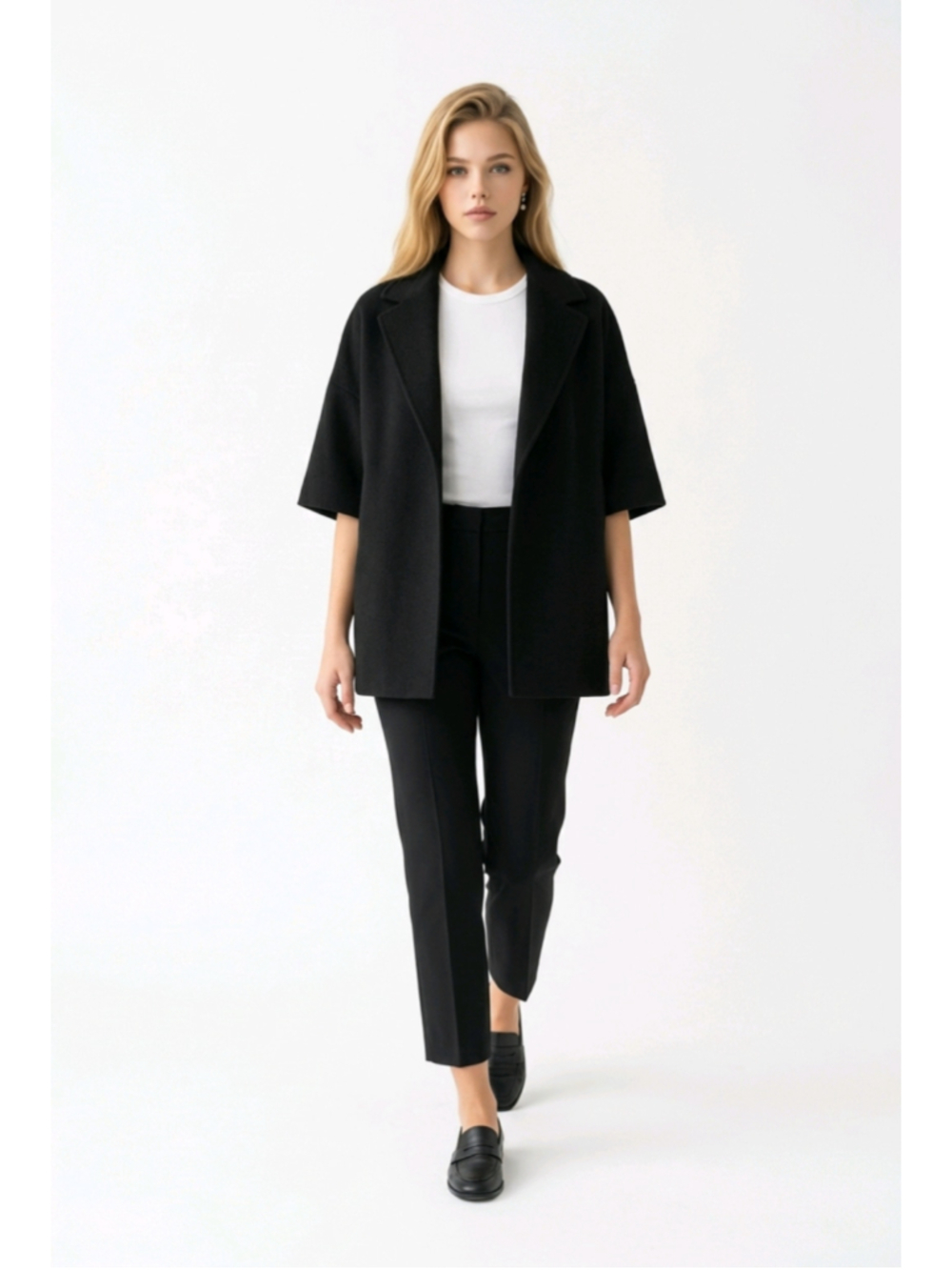 Max Mara Cucito A Mano Black 3/4 Sleeve Jacket Size 4